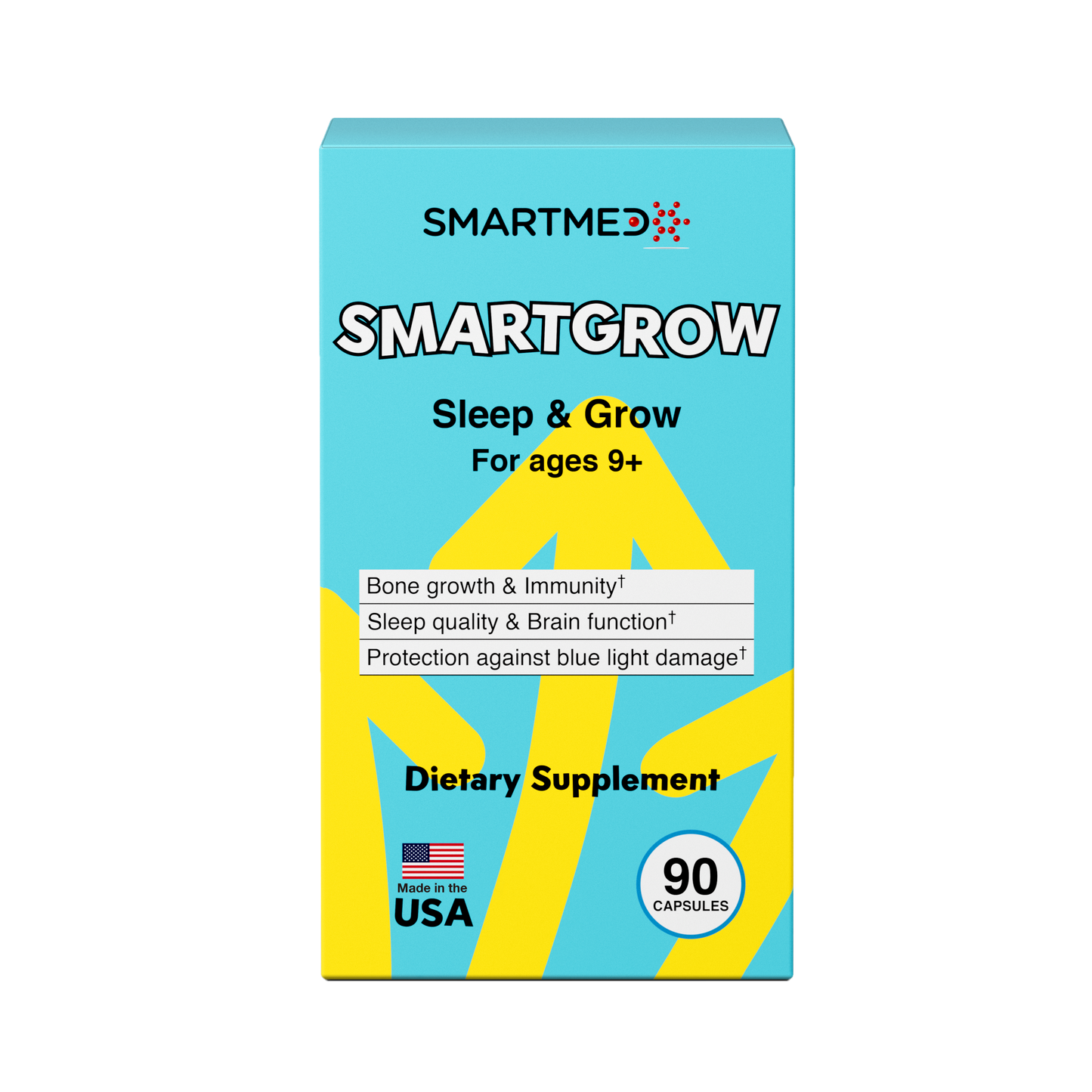 SMARTGROW 5-in-1 Maximum Height Growth Vitamins - Sleep Aid, Immunity Support, Eye Health, Brain Function
