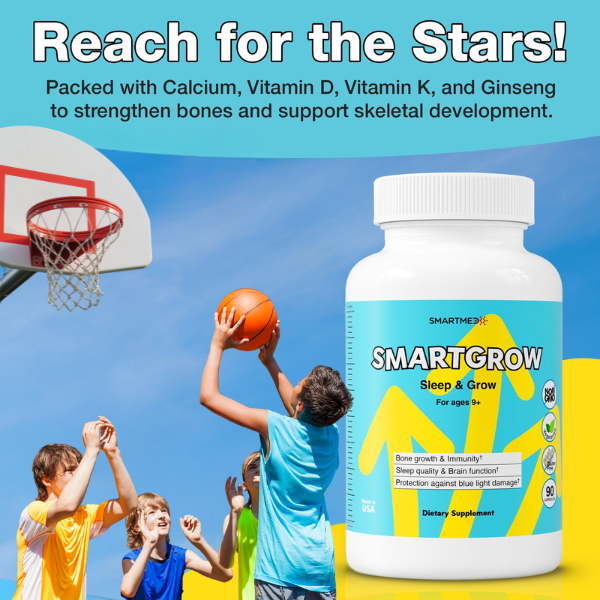 SMARTGROW 5-in-1 Maximum Height Growth Vitamins - Sleep Aid, Immunity Support, Eye Health, Brain Function