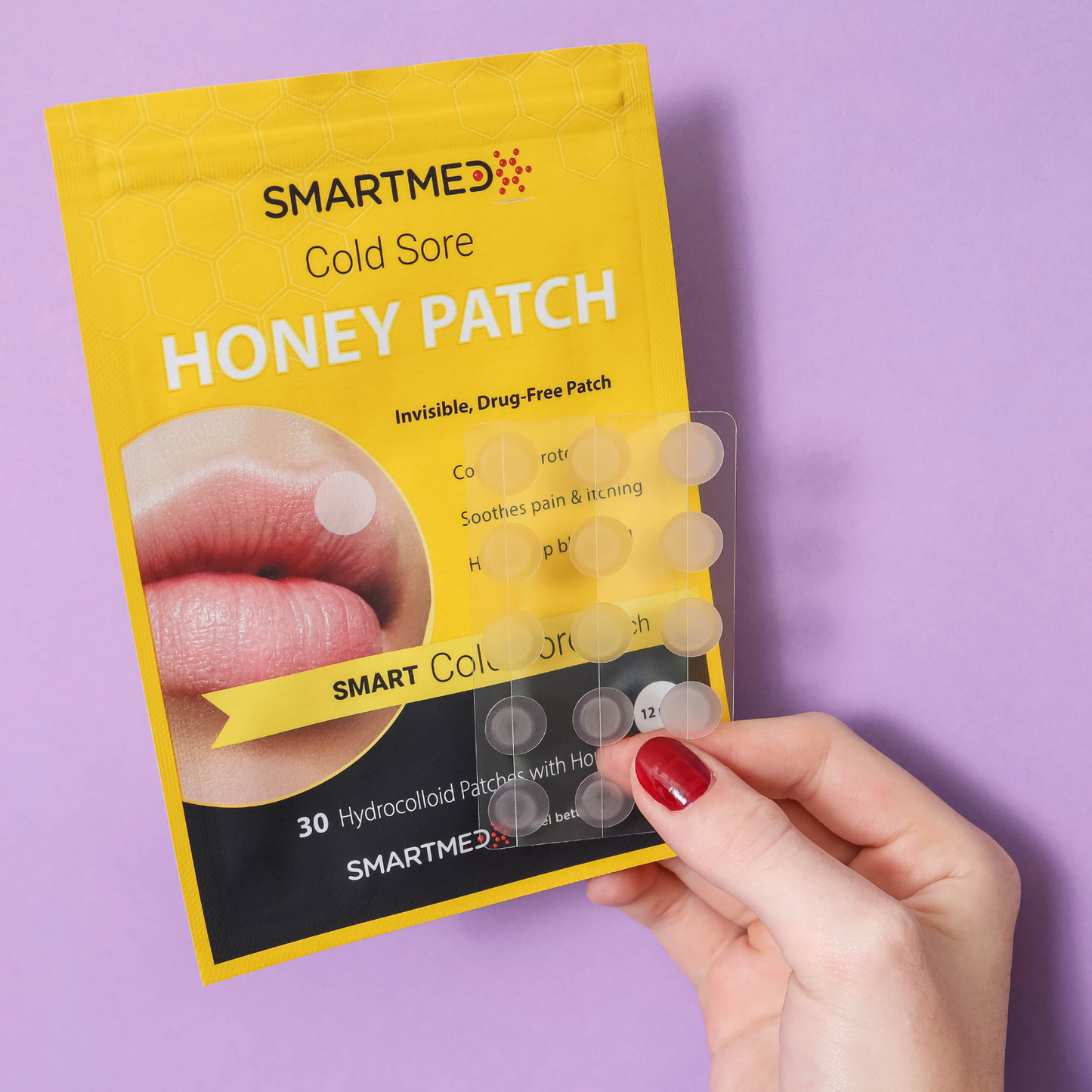 Smart Cold Sore Treatment Trio - 78 ct Clear Cold Sore Patch, XL Lemon Balm, Honey Patch