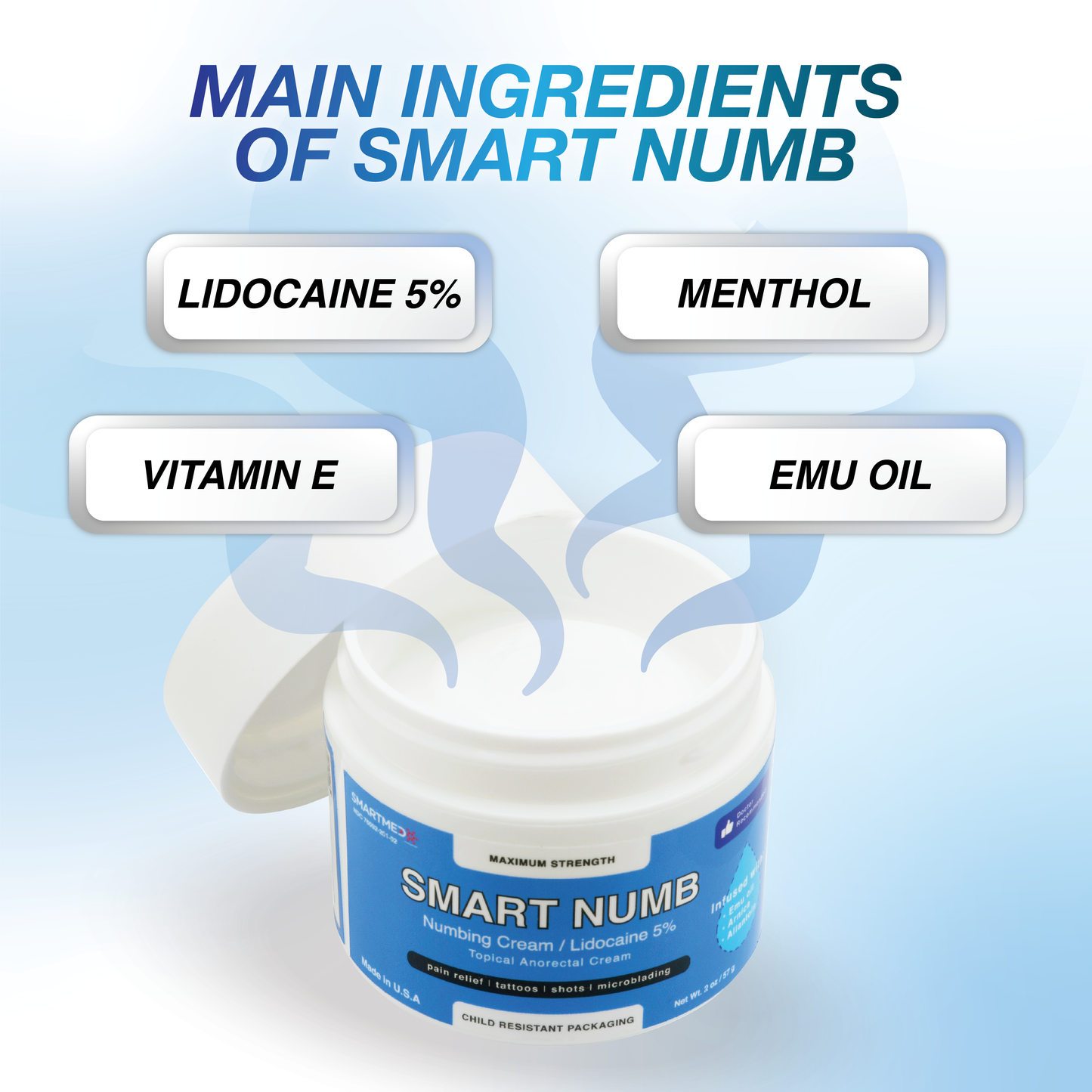 SMART Numb - Topical Numbing Cream for Tattoos, Pain, Cosmetic Procedures