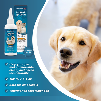 Pet Eye Wash – Gentle Rinse for Dogs, Cats, All Animals | Soothes, Cleans & Hydrates | 5.1 oz