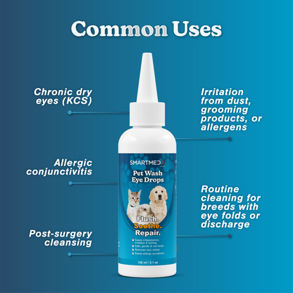 Pet Eye Wash – Gentle Rinse for Dogs, Cats, All Animals | Soothes, Cleans & Hydrates | 5.1 oz