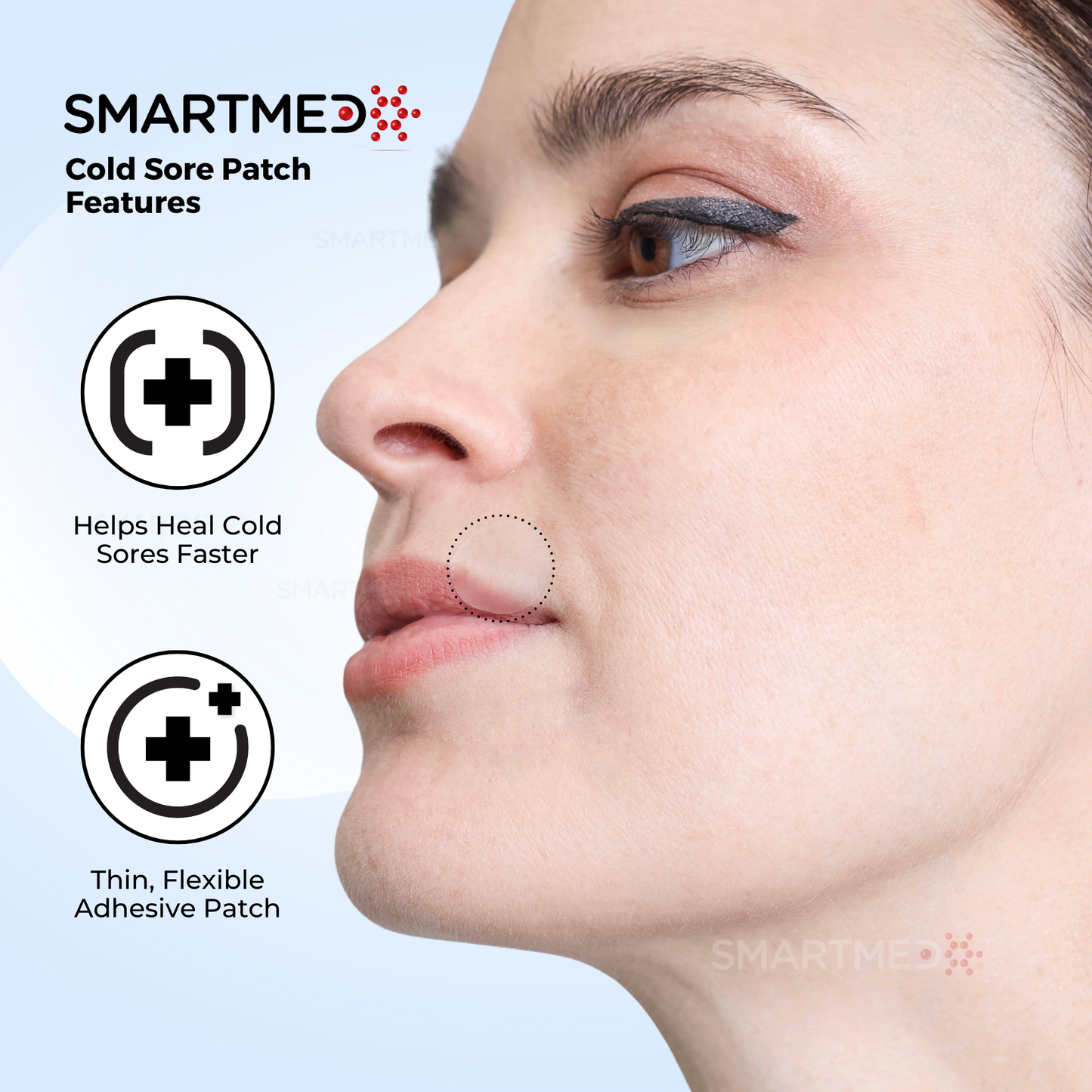 SMART Cold Sore Patch Duo (60 Patches) – 15mm Large + 12mm Original | Ultra-Thin Hydrocolloid Covers for Lip Protection, Discreet