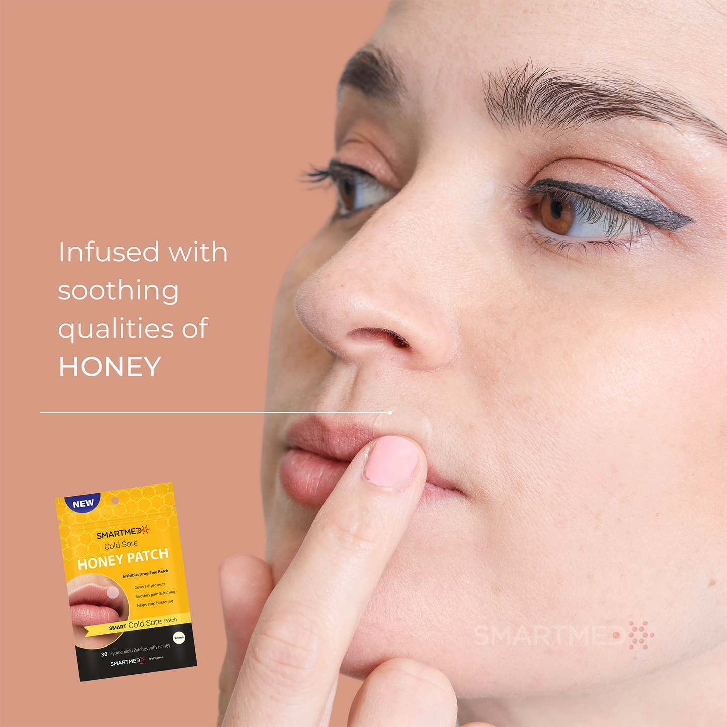 SMARTMED Cold Sore Patch Trio – 78 Count Invisible Hydrocolloid Cold Sore Patches with Honey & Lemon Balm – Ultra Thin Fever Blister Cover for Lips