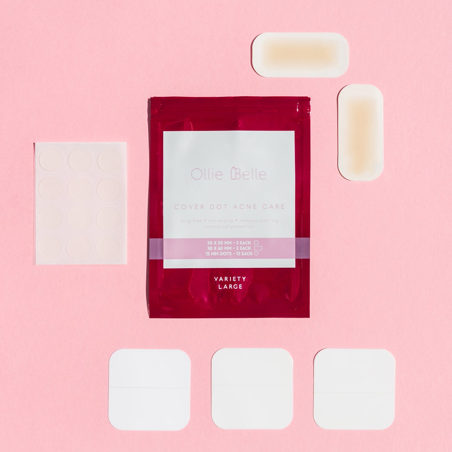 Cover Dot Acne Care (17 Count) - Variety Size Hydrocolloid Acne Patch for Face, Back, Chin & Cheeks - Large Pimple Stickers