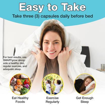 SmartGrow Growth Support Capsules | Supports Healthy Growth, Bone Strength & Sleep Supplement for Teens