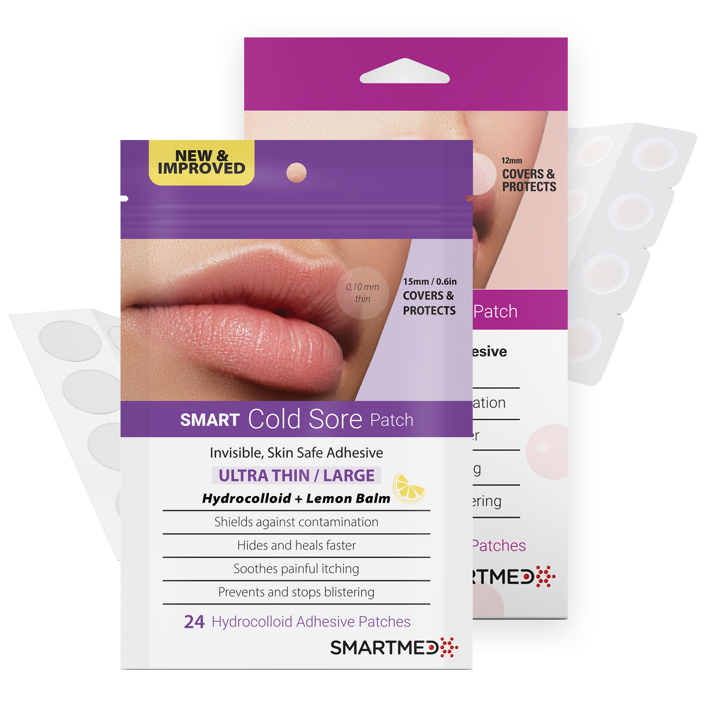 SMART Cold Sore Patch Duo | 12mm + 15mm Hydrocolloid Patches