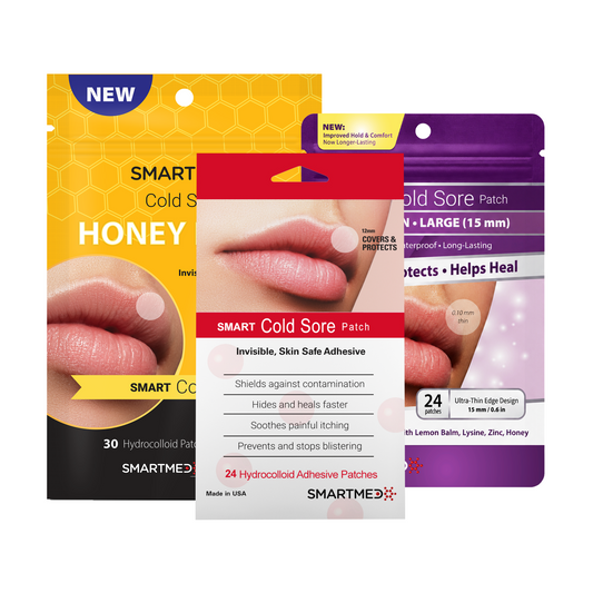 SMARTMED Cold Sore Patch Trio | 78 Hydrocolloid Patches for Different Cold Sore Sizes