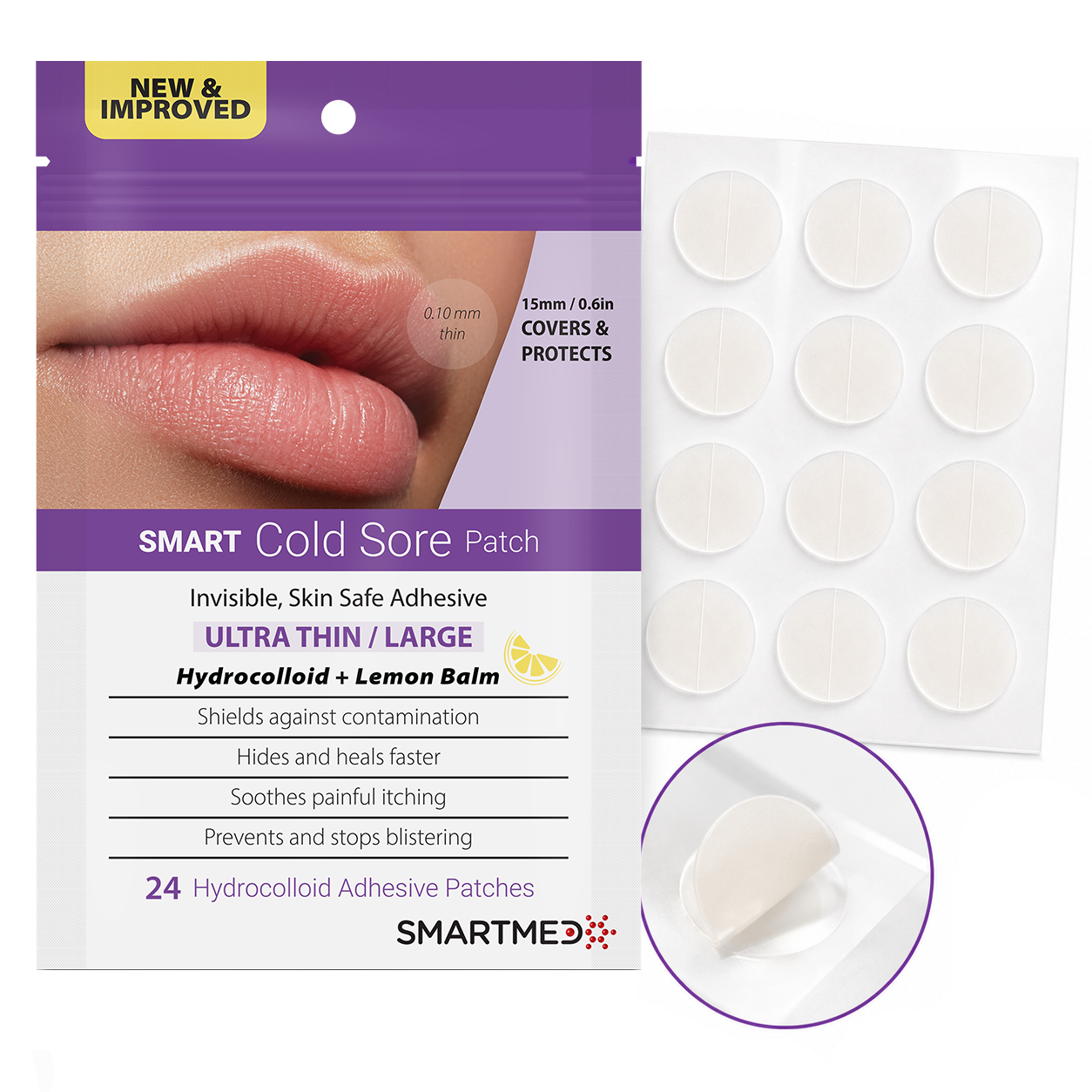 SMART Cold Sore Patch Duo | 12mm + 15mm Hydrocolloid Patches