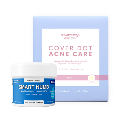 SmartMed Skincare Duo: SmartNumb 5% Lidocaine Cream + Cover Dot Acne Care