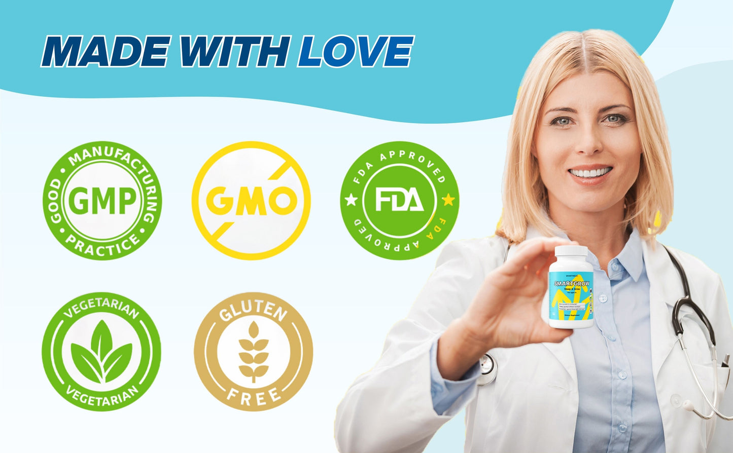 SmartGrow Growth Support Capsules | Supports Healthy Growth, Bone Strength & Sleep Supplement for Teens